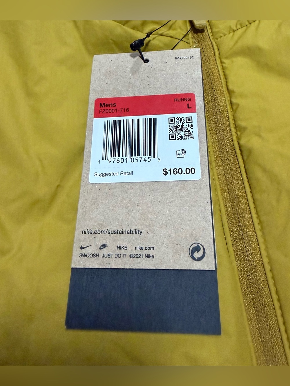 Nike Trail PrimaLoft Therma FIT Running Hiking Vest Yellow Mustard Mens Size L - Picture 4 of 4